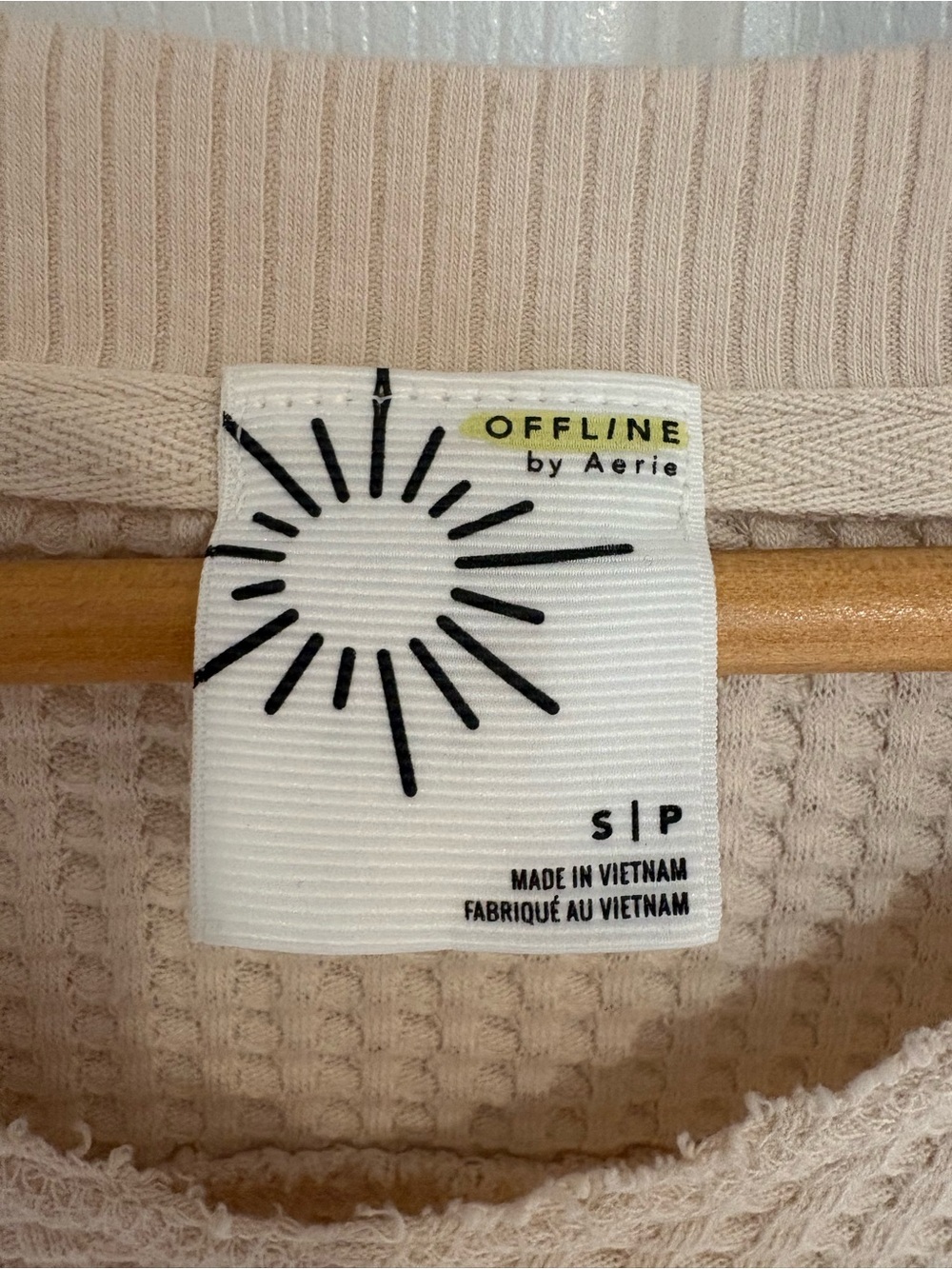 OFFLINE By Aerie Wow! Waffle Notch Neck Cream Long Sleeve T-Shirt - Picture 6 of 7
